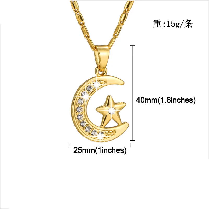 Pendentif Croissant De Lune Et étoile Jewellerybox Argent Plaqué Or