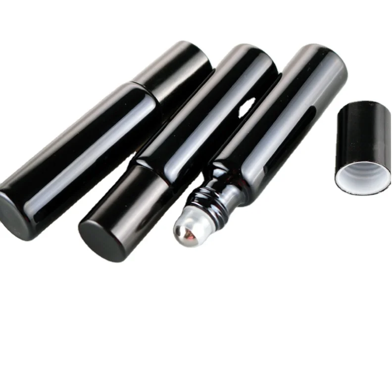 UV Protection 5ml Essential Oil Roll on Bottles ,5 ml Violet Black Glass Roller Ball Bottle