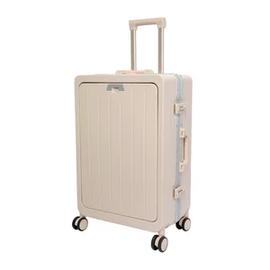 Carry on Luggage Suitcase 20 Inches Check-in Hand Luggage Suitcase Front Open Pocket USB  Trolley Bag