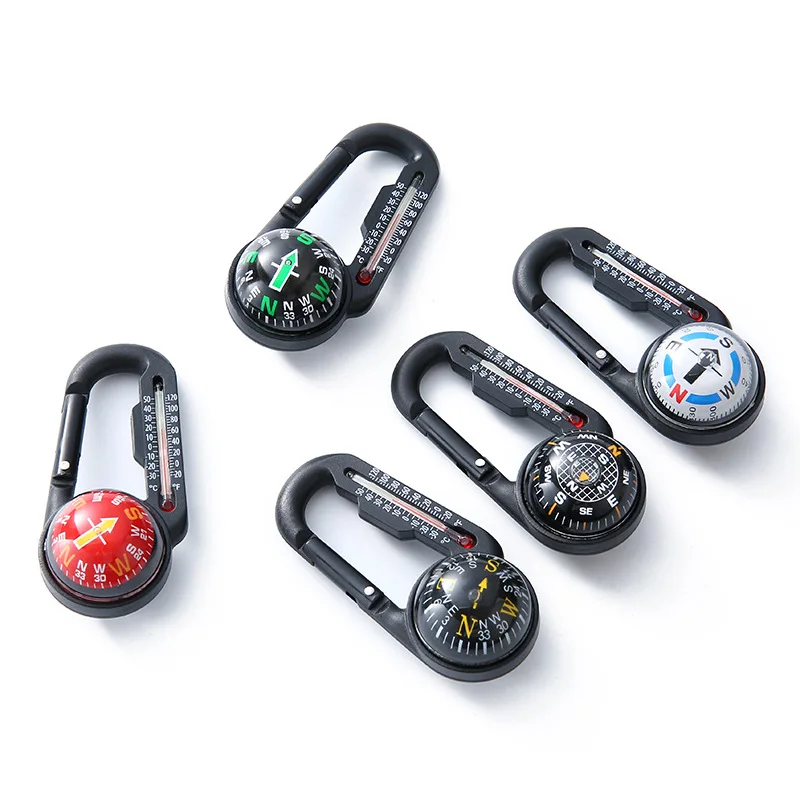 ball compass and thermometer carabiner hiking