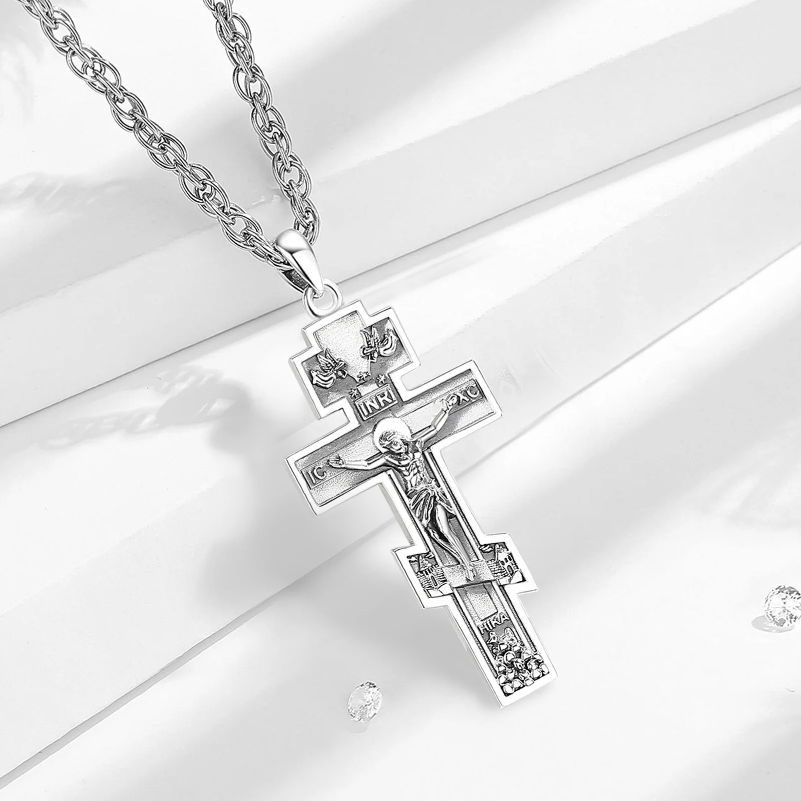 Changda Mens Vintage Gold Women Silver 925 Jerusalem Catholic 