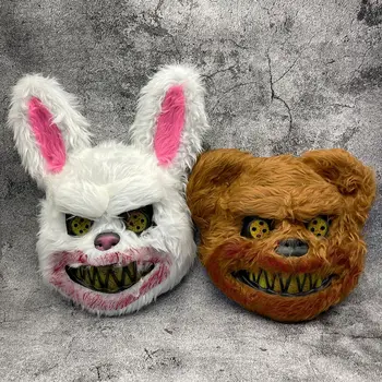 Festivals Parties Props Halloween Mask Scary Plush Bear Bunny Mask For Cosplay Halloween Costume Accessories