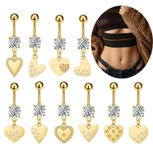 Stainless Steel 10Pcs/set Summer Heart Belly Ring Stylish Stainless Steel Body Piercing Jewelry for Wedding or Gift