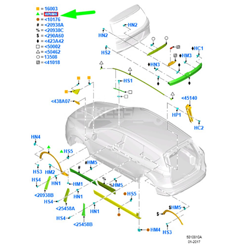 CV44S16D239BD59QR CV44S16D239BC59QR LQ-YH-160 Front Left Wheel Eyebrow... — 3