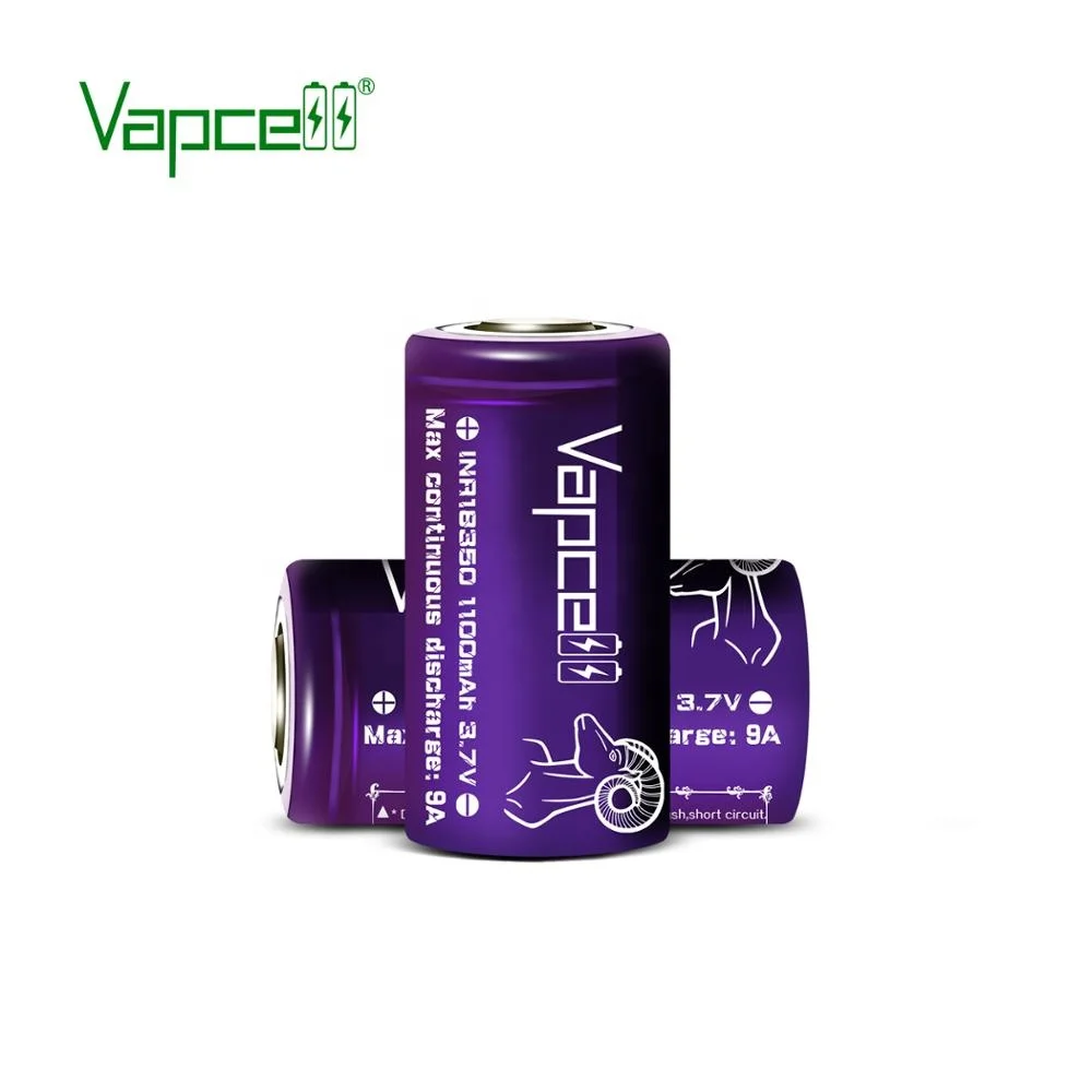 
 Лидер продаж, литий-ионные аккумуляторы Vapcell 18350, 1100 мАч, 9 А, 3,7 в  