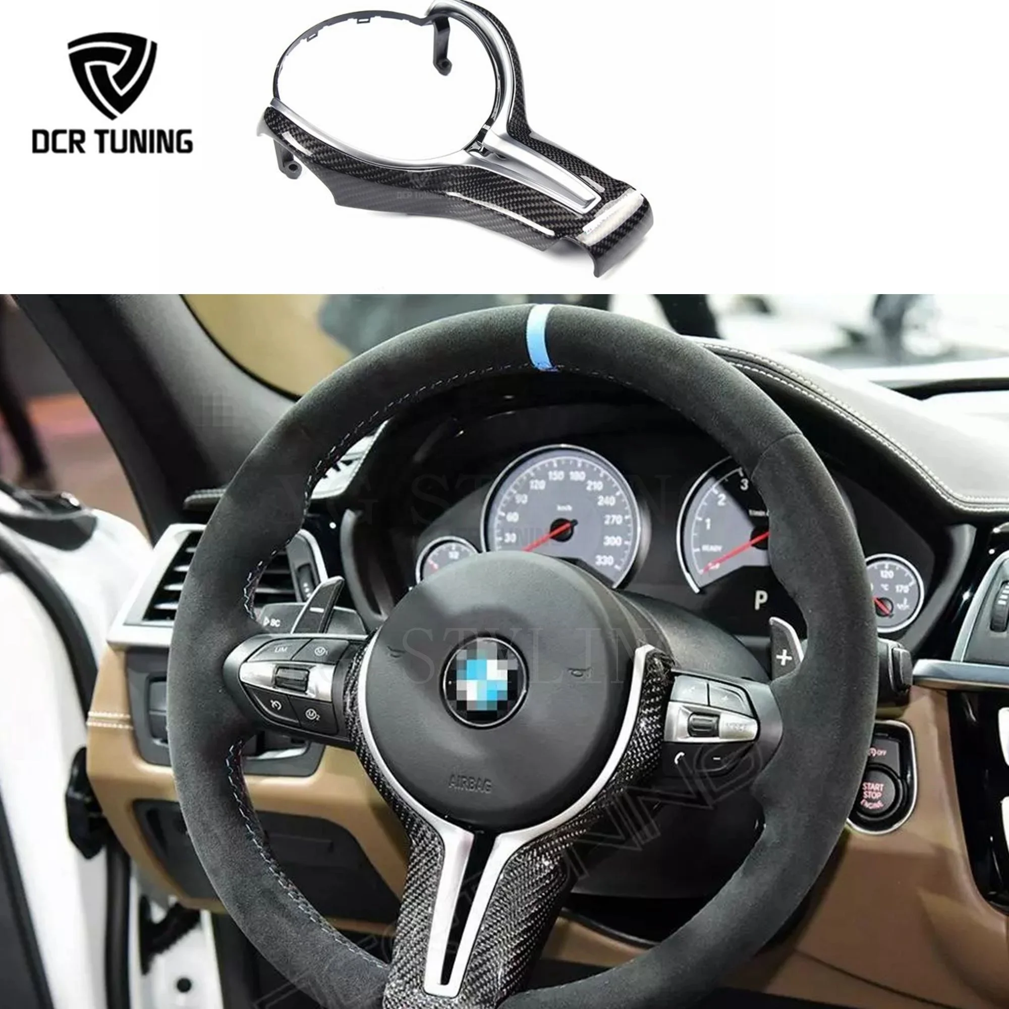 Real Carbon Fiber Steering Wheel Trim Cover Line with MP Mark for BMW M2 M3 M4 M5 M6 X5M X6M