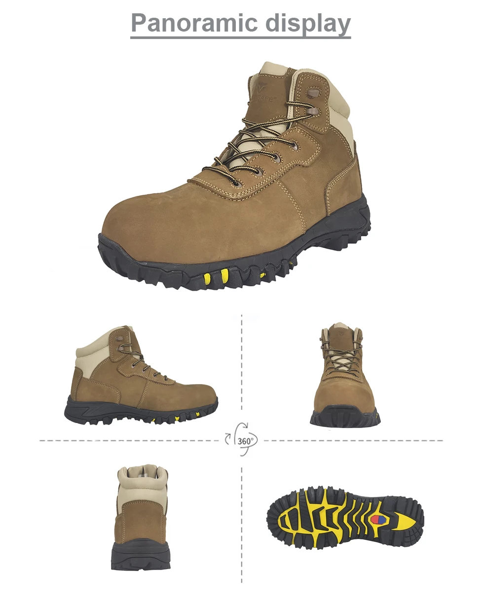 VITOSAFE Custom Logo S3 High Industry Leather Working Boots Steel Toe Safety Shoes Zapatos de seguridad details