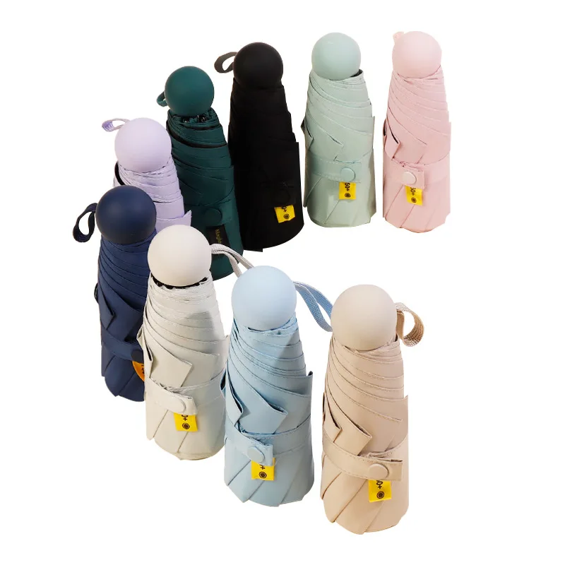 Mini Light 5-fold Portable Manual Umbrella UPF50+ UV Protection Dual-use Sun & Rain for Women with Full Shade
