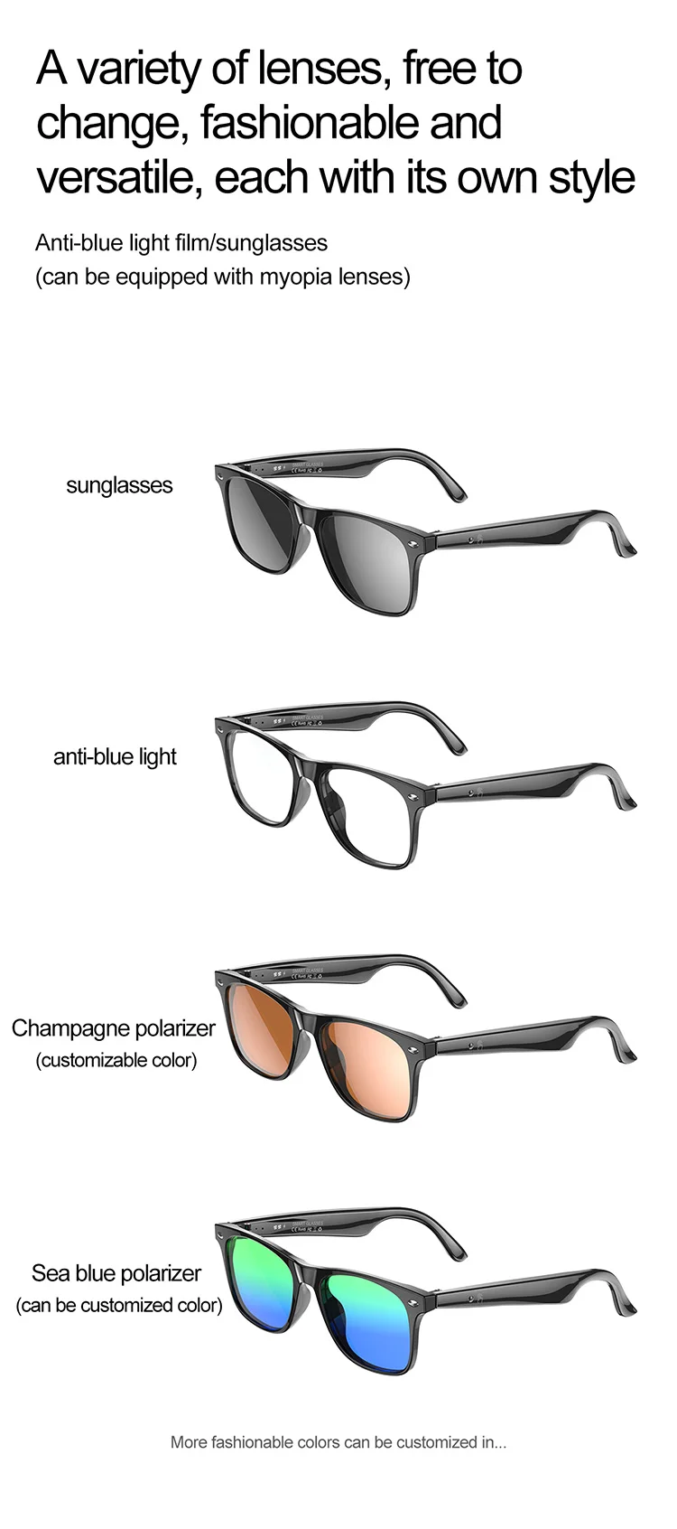 Fashion Luxury Custom AR Smart Ai Translation Eye Glass Optical Eyewear Anti Blue Light Blocking Sun AR AI Smart Glasses