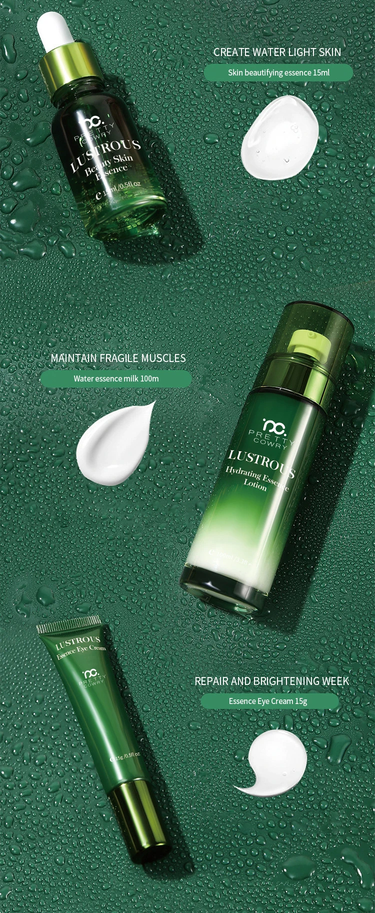 Organic Natural Skin Care Kit Aloe Vera Extract Gel Face Care Whitening