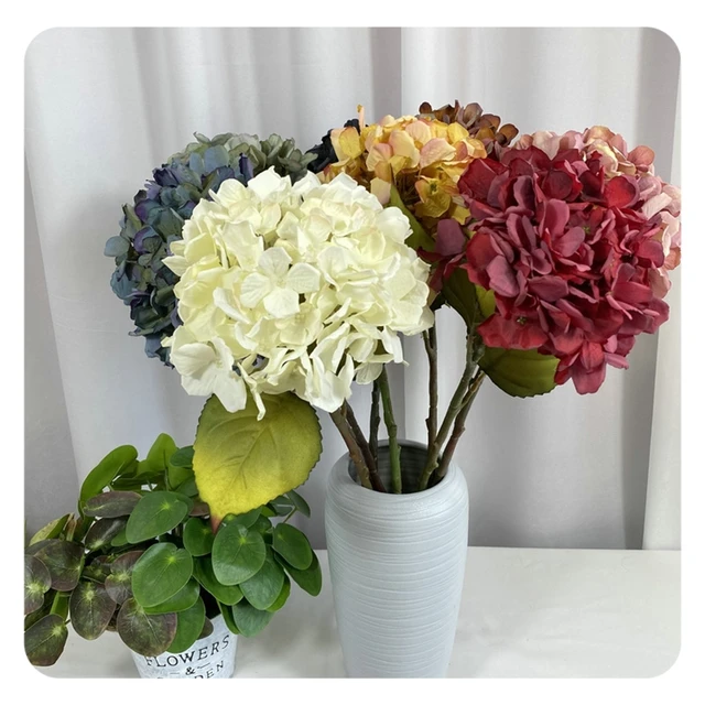 High-quality Faux Hydrangea Decorative Flowers Artificial Silk Hydrangea for Wedding Home Decoration Blue White Hydrangea Stem