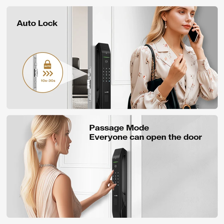 High Security Anti Theft Password Face Id Camera Tuya Smart Lock Electric Push Pull Fingerprint Digital Keyless Entry Door Lock