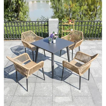 Nordic Leisure Outdoor Rattan Tables And Chairs Garden Swimming Pool Lounge Aluminum Rattan Chairs
