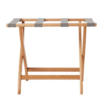 Guestroom hotel natural wood luggage stand simple luggage rack with shoes shelf