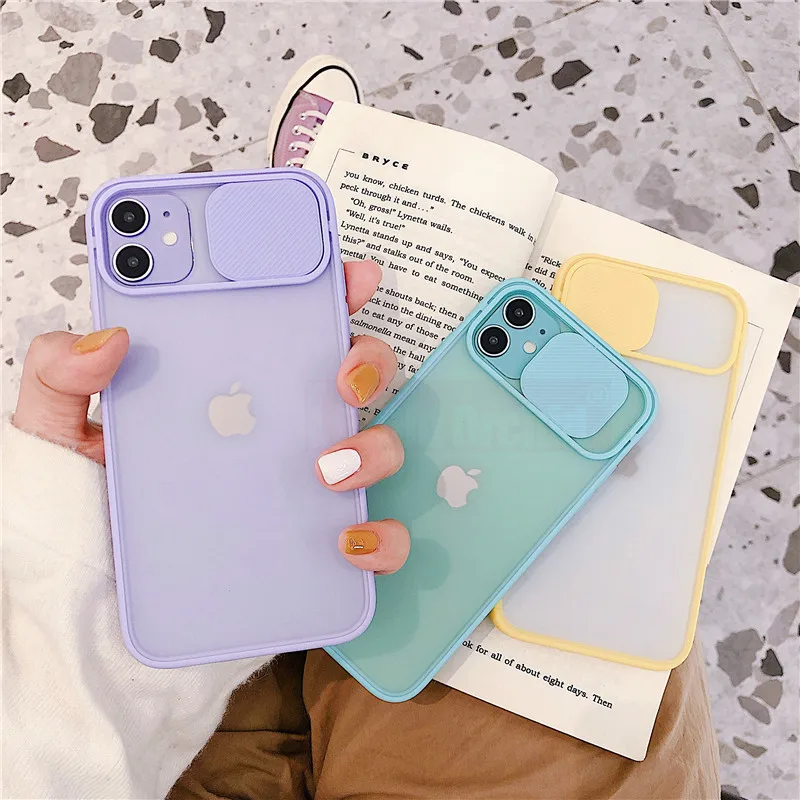 Sliding Camera Protect Frosted Matte PC Phone Case for Iphone 15
