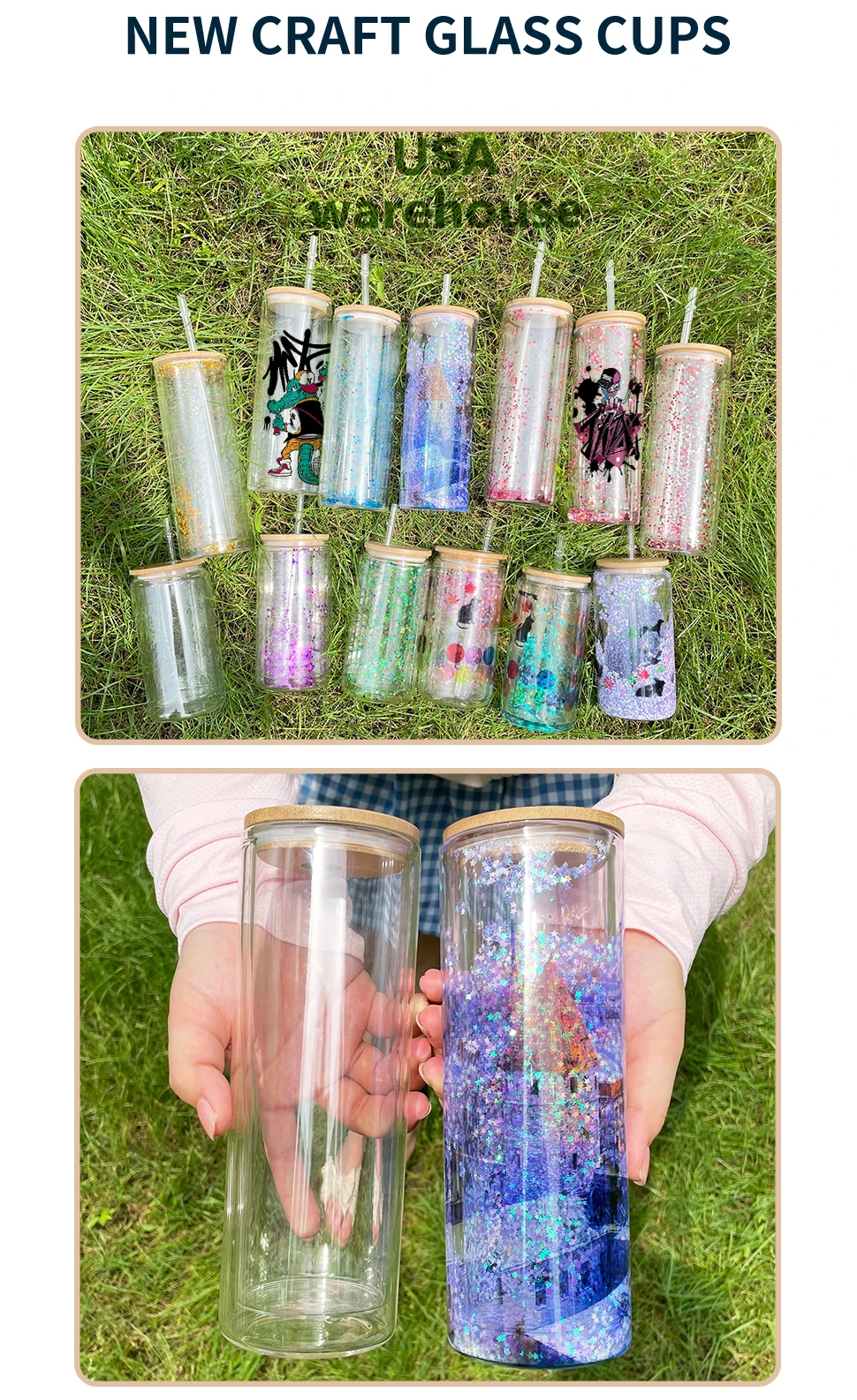 20oz Predrilled Double Walled Clear Glass Blank Sublimation Snow Globe