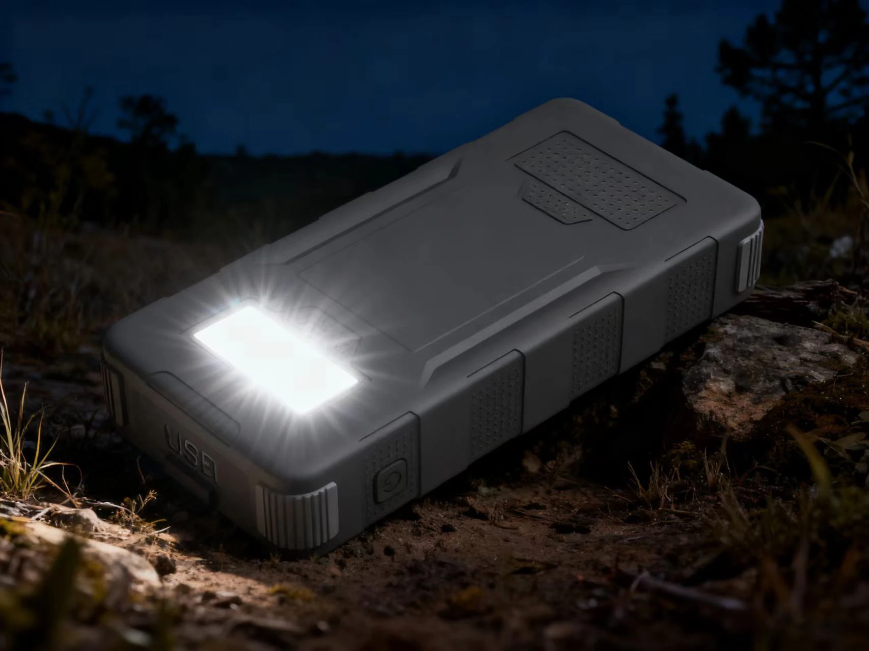 Factory Wholesale 22.5W Solar Power Bank 20000mAh, Built-in LED Light, Dual USB-A+C Output Ports, IP67 Waterproof SP6720