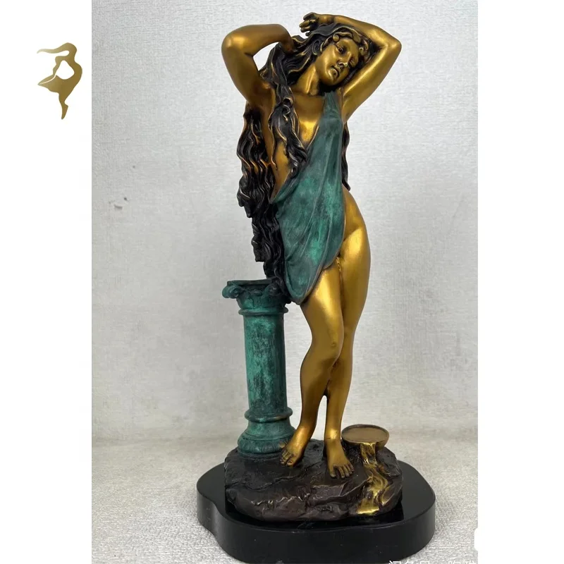 Metal European Modern Design Style Decorative Marilyn Monroe Statue Beautiful Nude Woman Bronze Figure Sculpture
