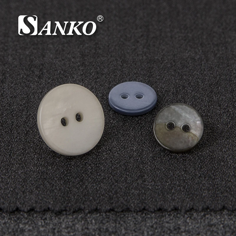 SANKO Eco-Friendly Plating Shank Sea Shell Button 2 Holes Customized for T-Shirt
