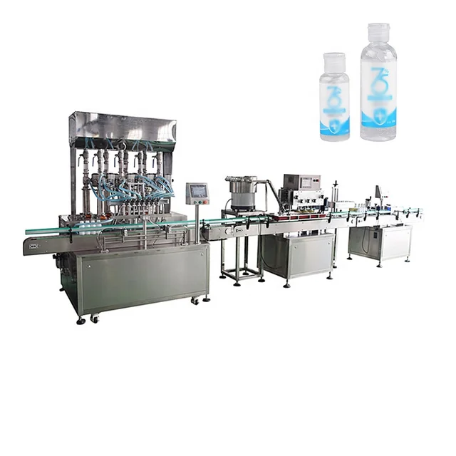 Automatic Desktop Small Bottle alcoholic gel Cosmetic Skin Cream Liquid Filling Capping And Labeling Machine Production Line