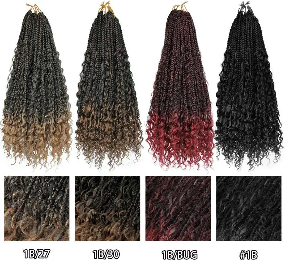 Wholesale Goddess Locs Messy Box Braids Crochet Bohemian Hair With ...