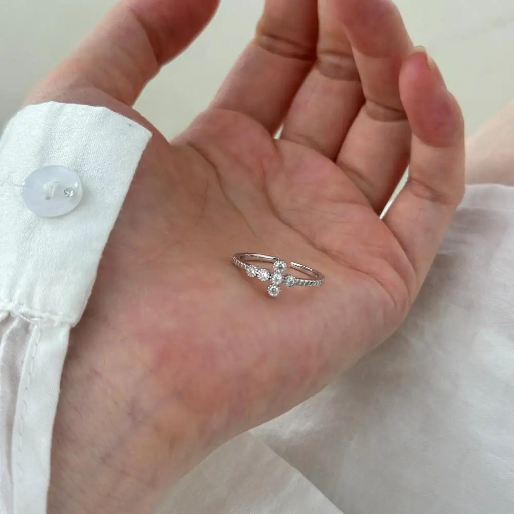 KAKODIY Promise Ring Jewelry for Women Wedding Open Adjustable 925 Sterling Silver Crossroads Flower Ring detail 7