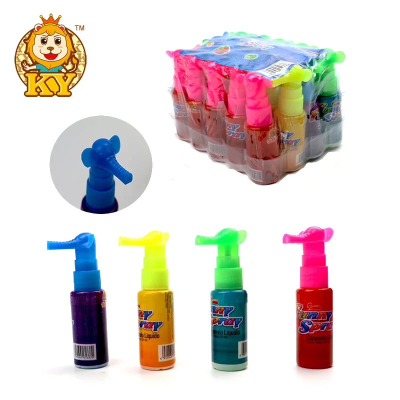 Wholesale Custom Funny Elephant Shape Sour Flavor Mixed Fruity Jam Spray Bottle Liquid Candy Sweets