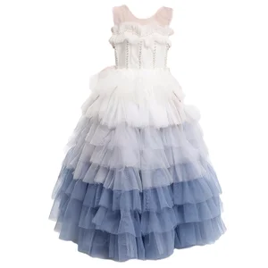 Customizable New Design Summer Luxury Tulle Cake Dress Sleeveless Girls Princess Dress O-neck Ball Grown