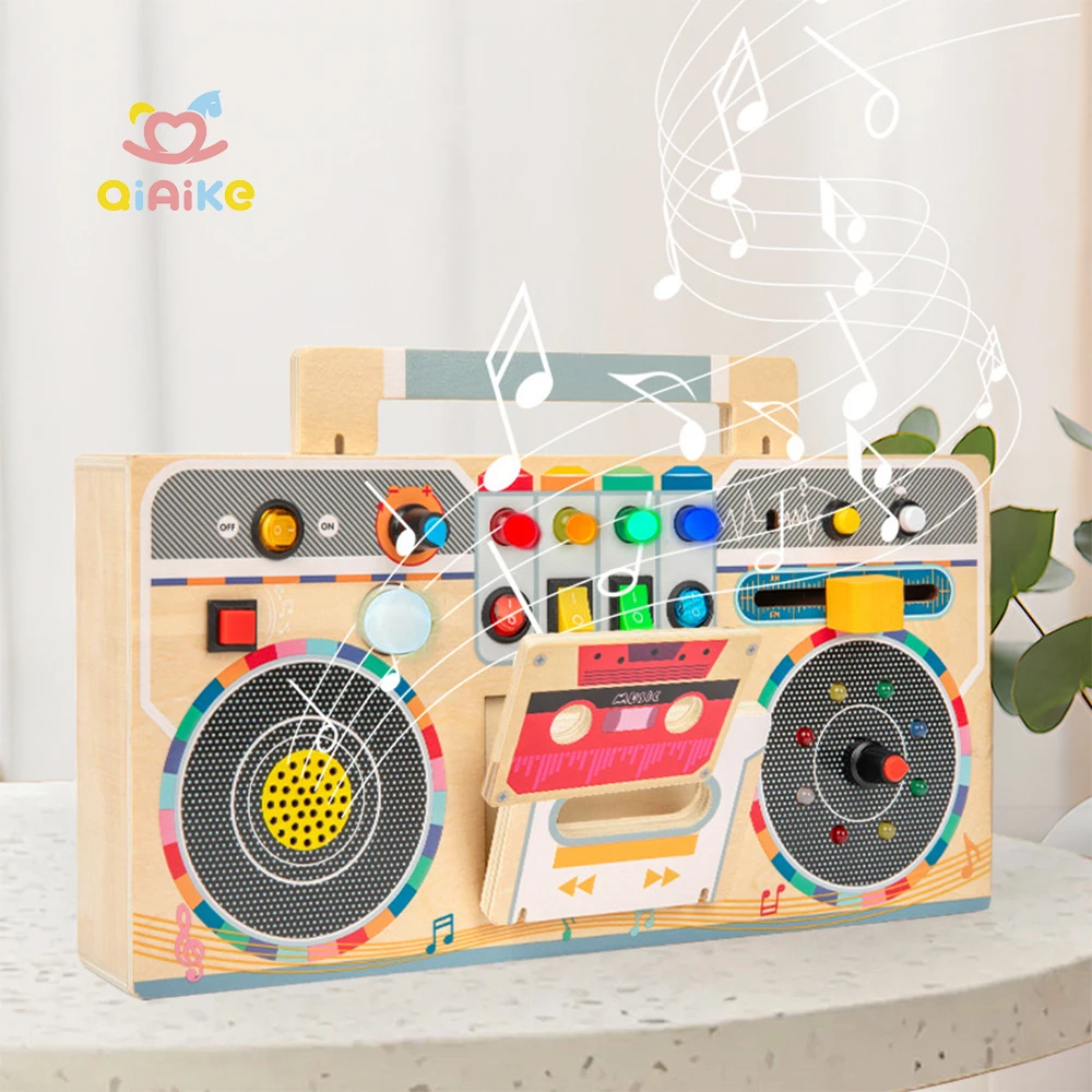 Qiaike dječji senzorni drveni snimatelj za decu s LED svjetlom prekidač igračke Montessori drveni obrazovni Led za decu