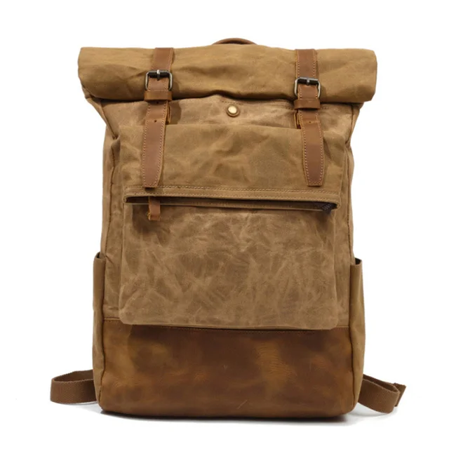 roll top waxed canvas backpack