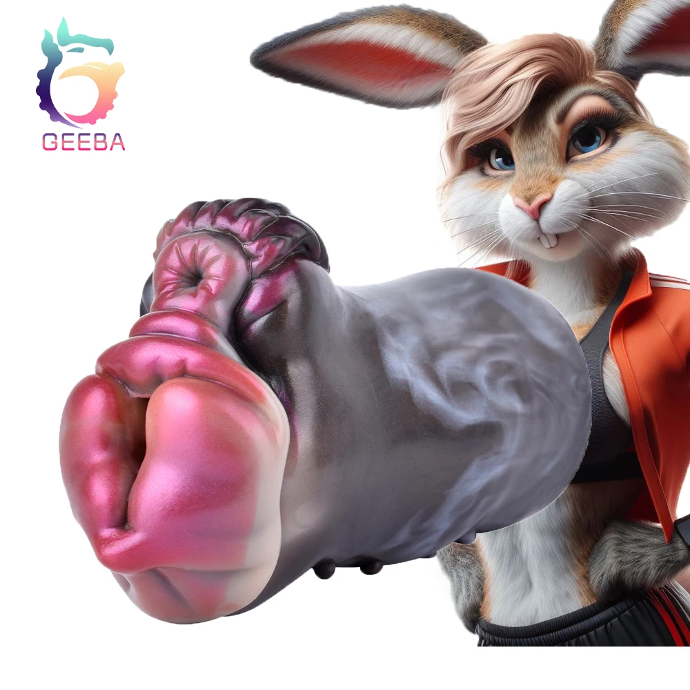GEEBA Silicone Furry Style Men's Masturbator Cup Pocket Pussy with Penis Friction Massage Stimulator Sex Toys for Male Use