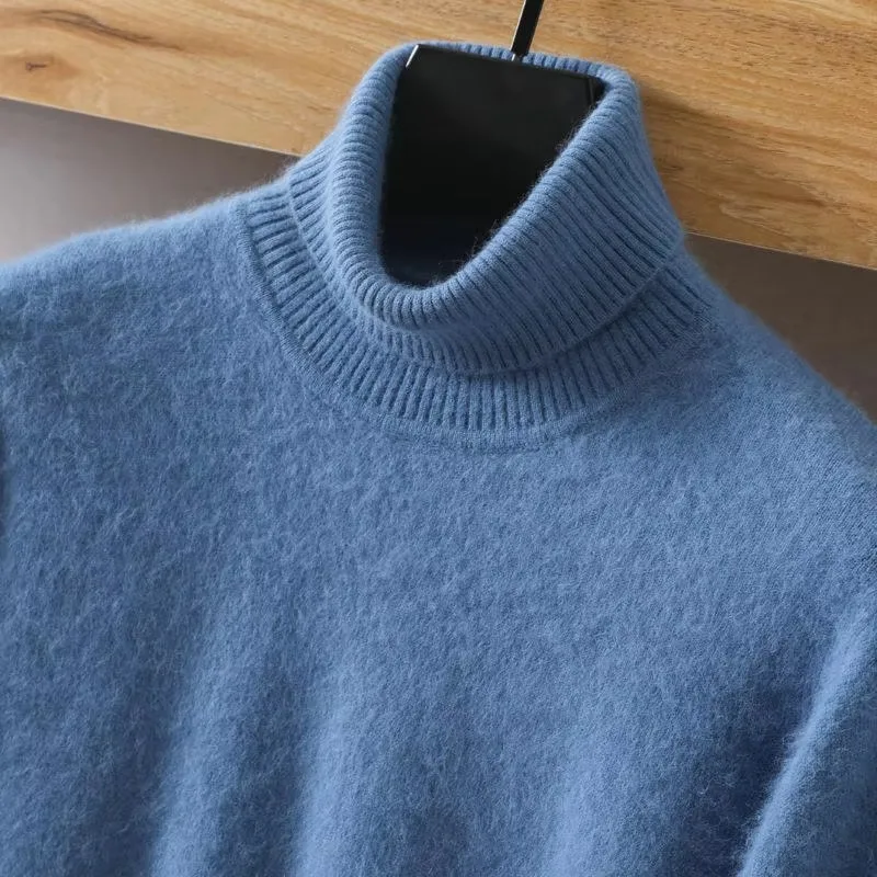 OEM Winter Custom Cashmere Turtleneck Pullover Mink Fleece Warm Large Size Loose Wool Thickened Warm Bottom Men's Sweater