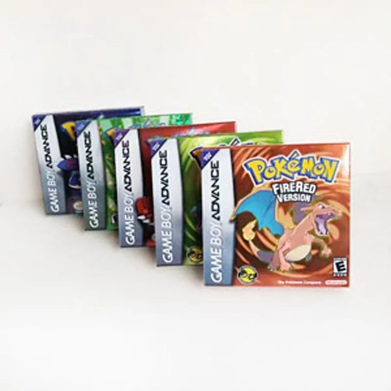 Pokemoned Firered New Design Firered Leafgreen Ruby Emerald Sapphire Metallic Holographic Box Manual Game Cartridge for GBA Pokemoned Firered New Design Firered Leafgreen Ruby Emerald Sapphire Metallic Holographic Box Manual Game Cartridge for GBA