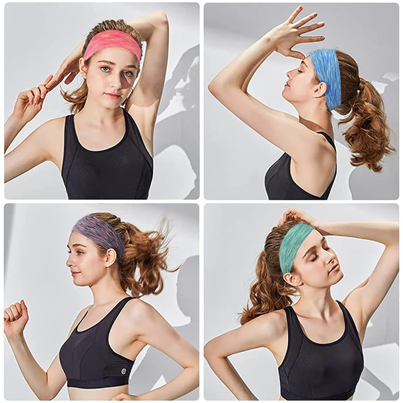 Workout Headbands Elastic Non Slip Sport Sweatband Moisture Wicking ...