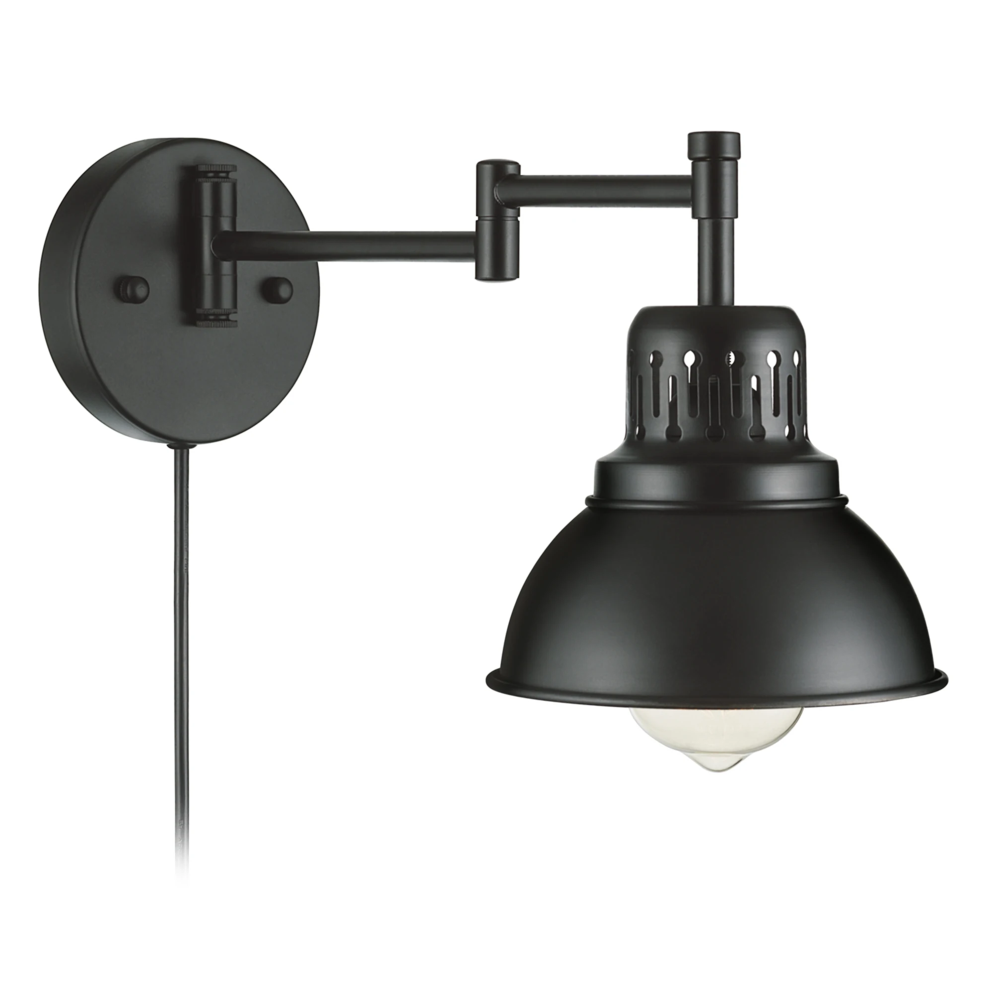 Details about   Set of 2 Swing Arm Wall Sconce Wall Lamp Industrial Black Plug in Cord Light 