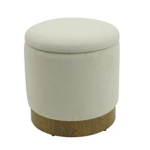 Round Ottoman with Storage Set Velvet Storage Ottoman Stool for Living Room Vanity Stool Dressing Table Stool