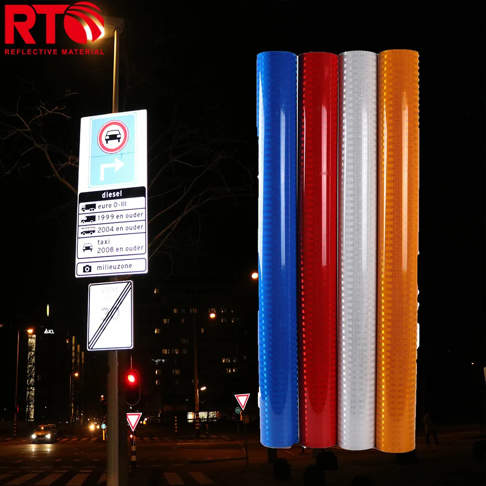 RT-3950 5 Years White Safety Tape Roll Light Acrylic Microprismatic Retro Honeycomb Reflective Sheeting For Traffic Sign details