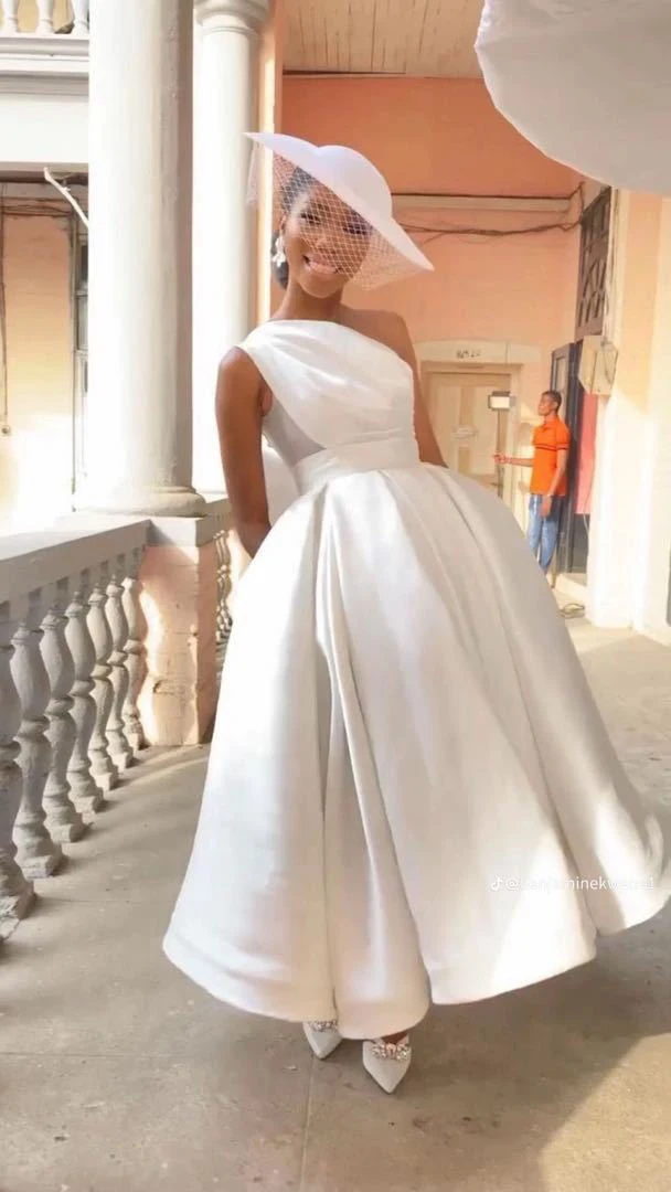 Shop Our Customized Women One Shoulder Tea Length Wedding Dress Shop Our Customized Women One Shoulder Tea Length Wedding Dress