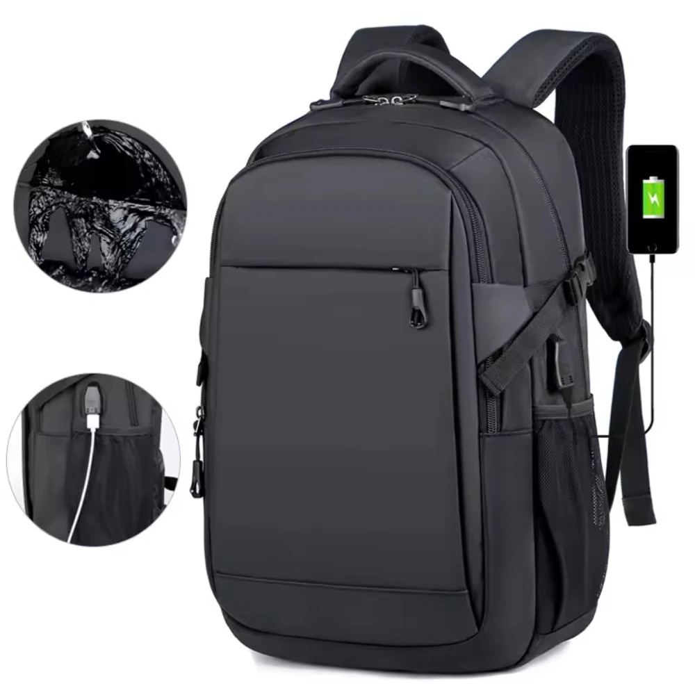 Laudtec 17.3 pulgadas Mochila portátil Hombres impermeable Negocios Bolsa de choque de la escuela Mochilas USB Camión de ordenador Logotipo personalizado Dnb75