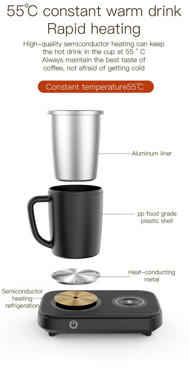55 Degree Thermostat Mug Warmer Usb Connection Private Smart Drinkware