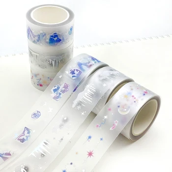 Custom Printing PET/transparent kiss cut tape with matte coating sticker roll