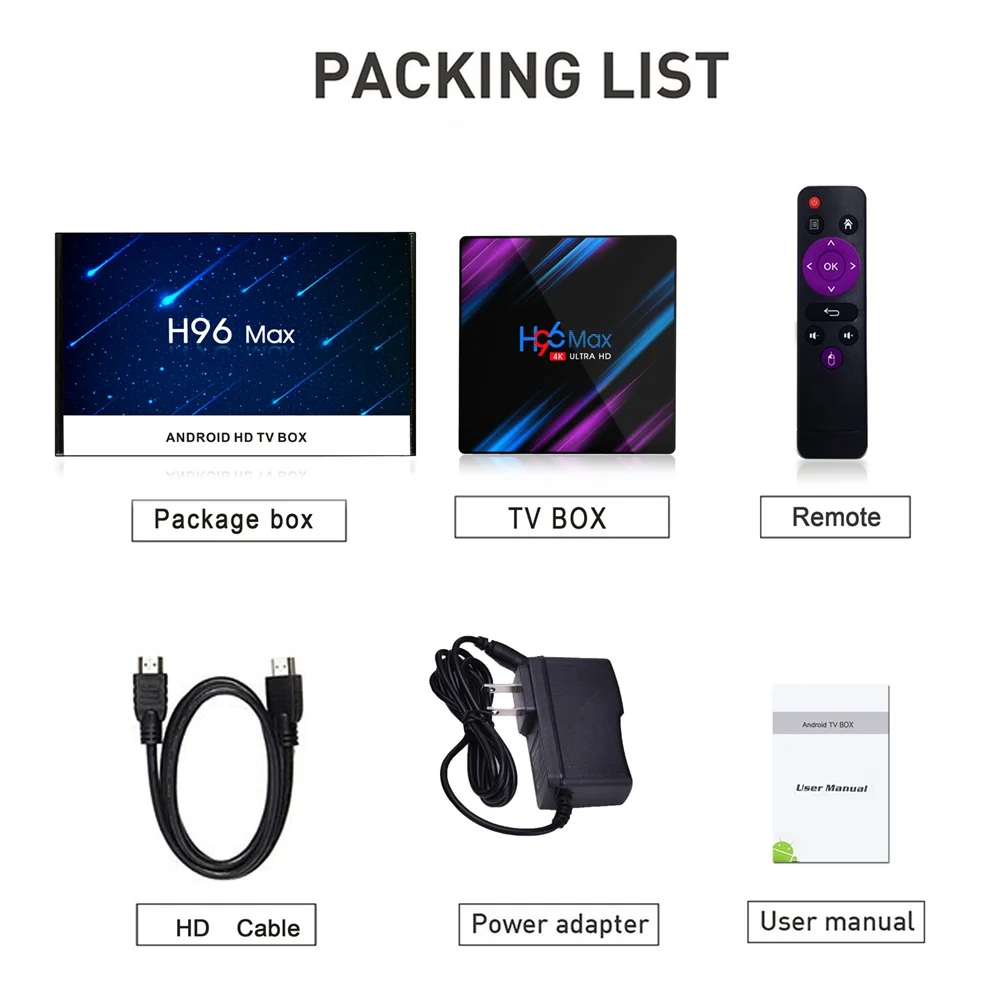 Тв-приставка H96MAX Android 9 0 четырехъядерный 64-бит 2 4/5 8 ггц wi-fi 4 дюйма 4K