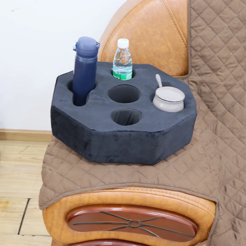New Design Multi Purpose Movable Storage Rack Soft 5 Hole Octagonal Sofa Cup Holder Sponge Cup Holder Pillow