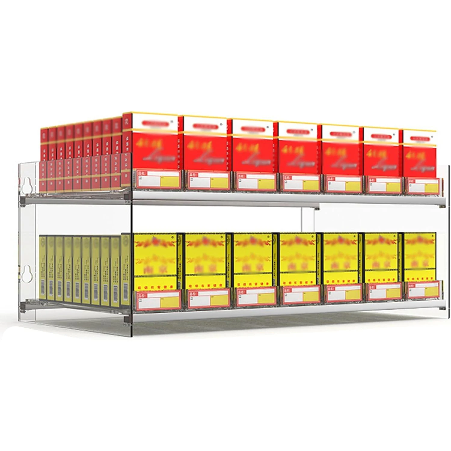 Custom 2-Tier Acrylic Tobacco Display Rack Clear Cigarette Storage Stand  with Wall Mount Acrylic Rack for Storage