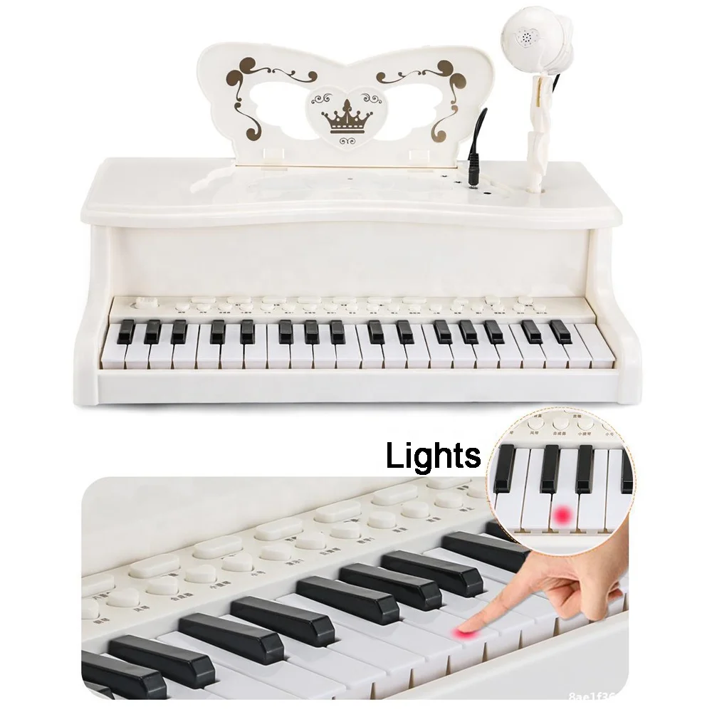 37 Chaves Crianças Piano Musical Piano Eletrônico Teclado Brinquedo  Instrumento Musical Brinquedo com Microfone para Meninos Meninas Mais de 3  Anos de