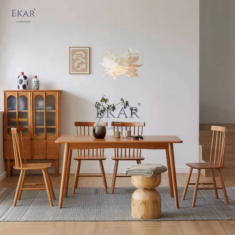 product new design ekar solid wood dining table and chairs set kitchen table set 4 chairs-60