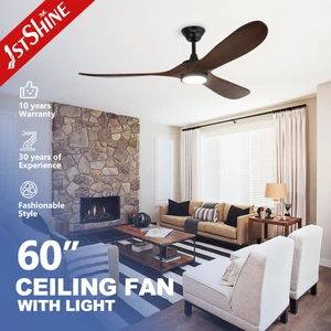 1stshine LED Ceiling Fan 60 Inches 3 Wood Blades Low Noise High Speed LED Ceiling Fan Light