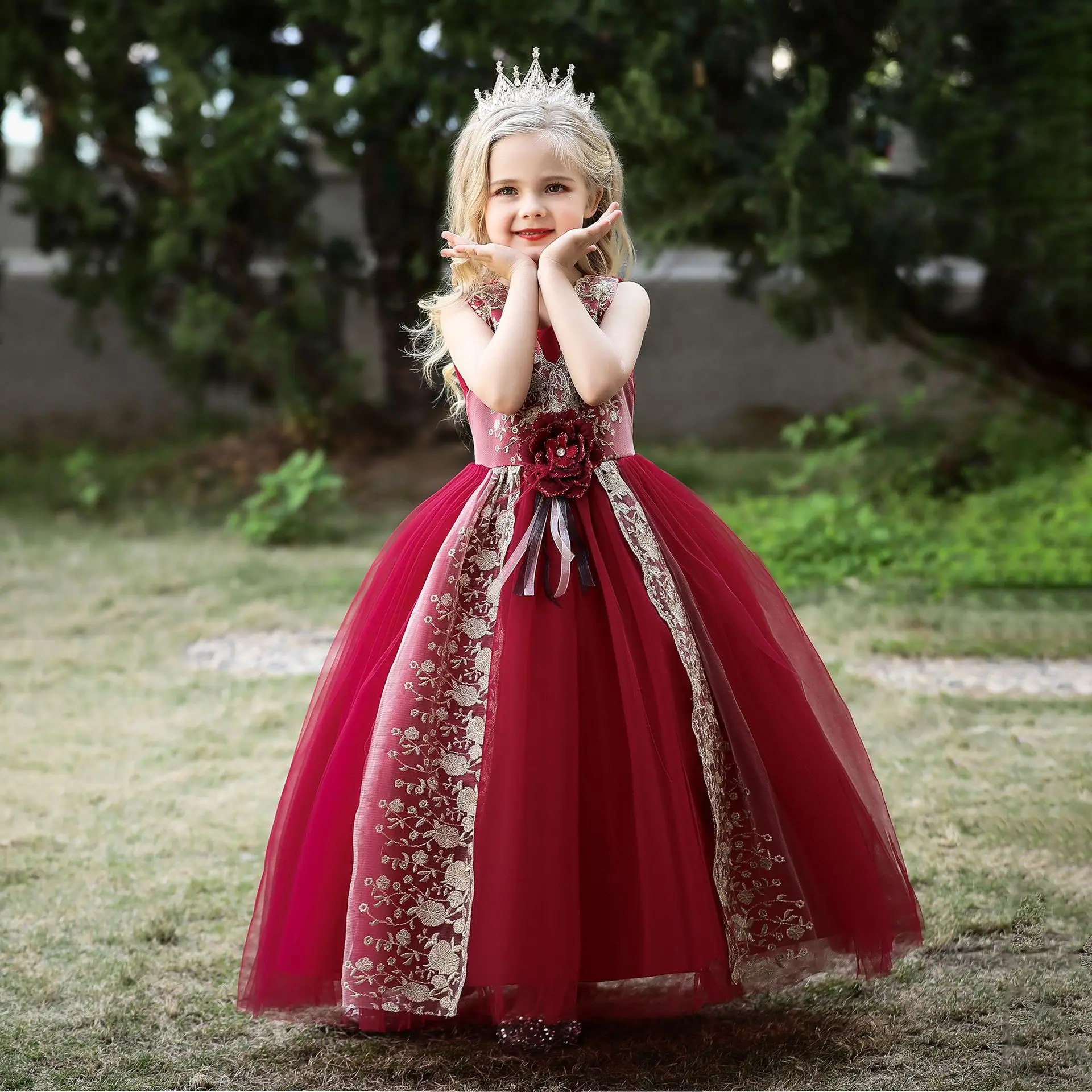 Largo De Fiesta De Para Niñas,Traje De Fiesta De Cumpleaños, De Princesa Roja,Diseños De Moda,Novedad De 2022 - Buy Bebé Niñas Fiesta Vestido De Niñas Vestidos Puffy,Africana De Encaje