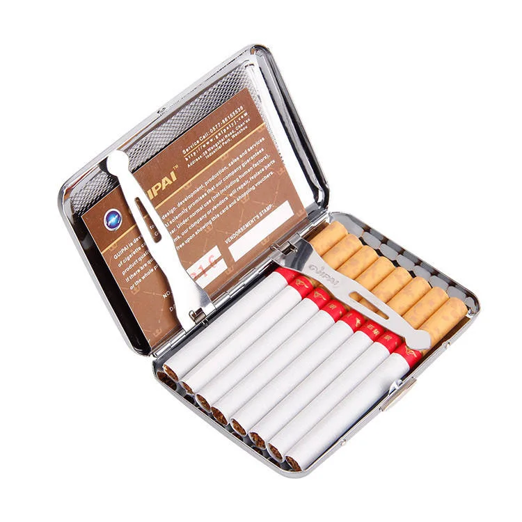 New Design Metal Luxury Silver Gold Cigarette Case Wholesale 16 Pcs Custom  Logo Elegant Tobacco Cigarette Box
