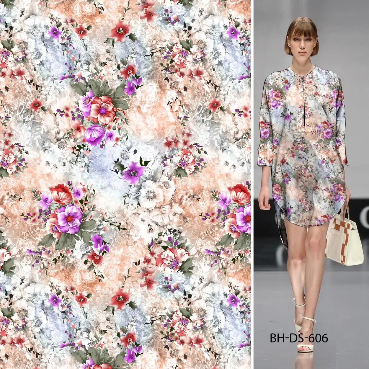 Модная элегантная вискозная ткань с цифровой